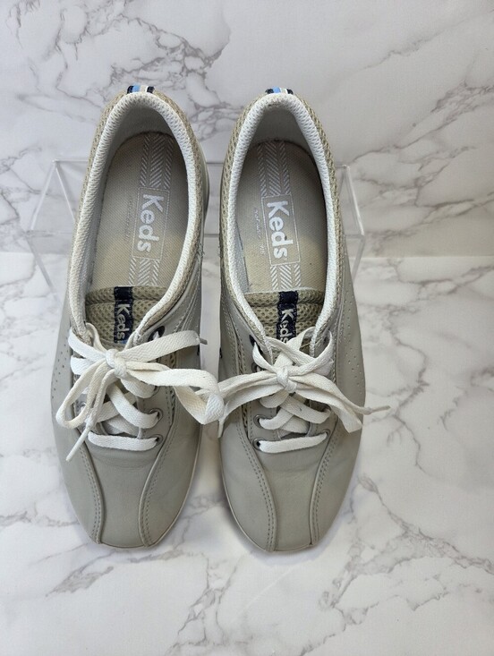 Keds Shoes - Keds Light Gray and White Lace-Up Sneakers(B32)